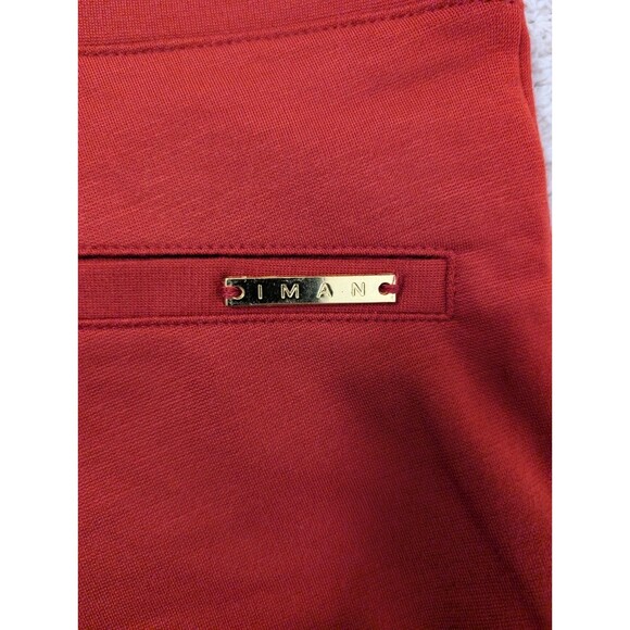 NWT IMAN Sz XS Short Red Rich Stretchy Super Soft Pull-On Flat Trousers Pants - Picture 13 of 14